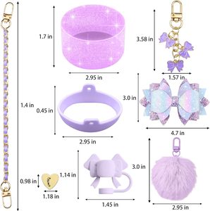 <span class=keywords><strong>Bling</strong></span> cup Phụ kiện cho 40 oz cốc bao gồm Silicone dễ thương Bow rơm Topper Bìa Silicone khởi động da chai xử lý dây đeo - Product Image 3