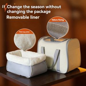 Новинка, уличная Бежевая длинная Сумка-Оксфорд, складная дорожная сумка для кошек - Product Image 3