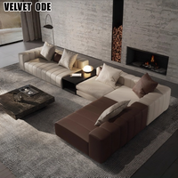 Italienisches L-förmiges Piano Key Design Sofa Minimalist Modular 3 4 5 6-Sitzer-Sofagarnitur Luxus Lounge Leder couch mit Stauraum