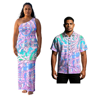 Ensemble assorti pour couple : Puletasi Samoan Polynésien pour femme et chemises décontractées pour homme, imprimé tropical hawaïen, tenues personnalisées pour couple