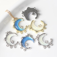 Alliage simple résine pierre brillante incrustation la lune connecteur multi-suspendu pendentif breloque bracelet à bricoler soi-même colliers et autres accessoires