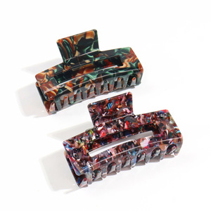 Acetat-Haarspange für Damen im Europäisch-Amerikanischen Stil, Großhandel, Anpassbare Farbe, Hochwertig, für den Täglichen Gebrauch, Milchtee-Farben, Geometrisches Design, Schlicht - Product Image 3