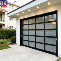 Porte de garage isolée à quatre panneaux vitrés de 15x7, portes de garage modernes en verre