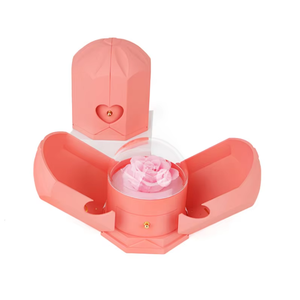 Boîte à bijoux de luxe à double ouverture avec rose éternelle et motif LOVE, pour ranger bagues et colliers, idéale pour les cadeaux de Saint-Valentin et les propositions de mariage - Product Image 4