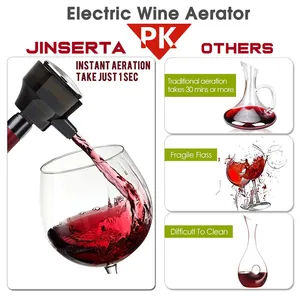 Purplesven Pembuat Busa Bir Ultrasonik Pembuat Aerator Anggur Elektrik Dispenser Decanter Anggur Portabel Penuang Anggur