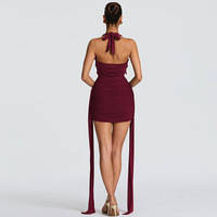 Robe Courte Personnalisée OEM pour Femme, Col Halter Perlé, Col Bénitier Plongeant, Tenue de Soirée et Clubbing