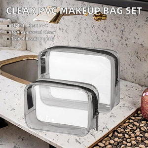 Clear Luxury PVC TSA Approved <b>Makeup</b> Bags Set with Zipper Handle Fashion Design Portable <b>Case</b> - Product Image 2
