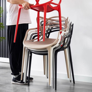 Chaise de salle à manger de cuisine à usage commercial, moderne, ventilée, empilable, avec dossier profilé en forme d'<span class=keywords><strong>oreilles</strong></span> de <span class=keywords><strong>chat</strong></span>, cadre monobloc durable - Product Image 1