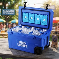 Glacière promotionnelle en plastique rotomoulé 55QT robuste avec roues, logo personnalisé, étanche et durable, design moderne