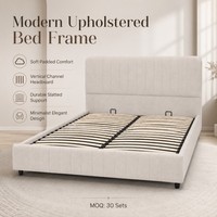 Cadre de lit rembourré moderne avec tête de lit beige pour chambre d'hôtel ou d'appartement
