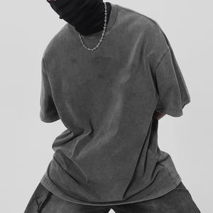 A granel personalizado impreso Streetwear en blanco lavado ácido camiseta para hombres 250gsm peso pesado Vintage Oversize Plain Washed T Shirt - Product Image 3