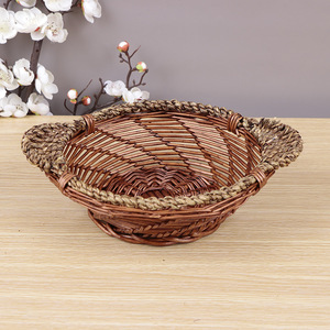 Handmade Willow Woven <b>Basket</b> Round Heat Insulating Pot Holder For Food Container Fruit Vegetable <b>Storage</b> - Product Image 3