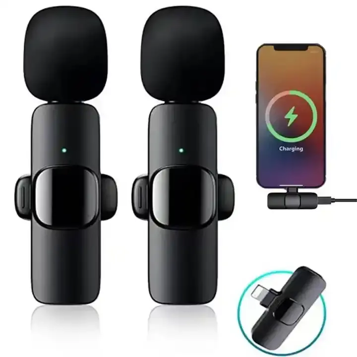 K9 Wireless Lavalier Microphone Single Mic and Receiver for iPhone Type C PC 2 In 1Portable Mini Microphone For Iphone Type C