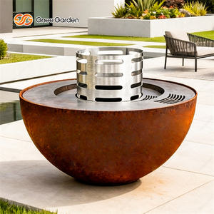 Brasero Moderno Semiesférico de Acero Corten para Leña, Parrilla para Barbacoa con Certificación CE y Encendido Automático para Cocinar al Aire Libre en el Jardín - Product Image 3