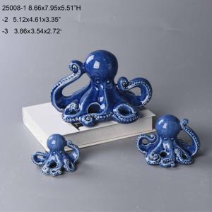 Statuetta di Polpo in Ceramica Blu Artigianale Personalizzata, Scultura Dipinta a Mano, Arte Decorativa, Ecologica, Durevole, Antica, per Casa e Giardino - Product Image 3