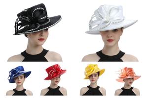 قبعة الكنيسة الأكثر شهرة مصنوعة من قماش الساتان الفاخر قبعة الزفاف الفريدة للتصوير الفوتوغرافي قبعة رائعة رسمية جذابة للزهور قبعة علوية للسيدات - Product Image 6