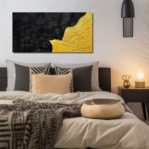 WVMAPTA - Arte Abstracto en Lienzo para Pared, Decoración Negra y Dorada para Sala de Estar, Oficina, Minimalismo, Arte 3D para Dormitorio, Tamaño 20 x 40 Pulgadas, China - Product Image 4