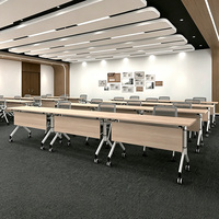 Table de conférence modulaire pliable moderne avec pieds en acier, en bois, design pliable et mobile pour usage professionnel