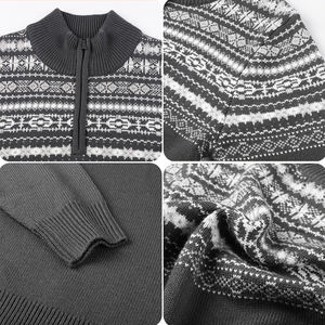 Personnalisé automne hiver hommes chandails mode floue Jacquard tricots laine col montant hommes demi fermeture éclair pull - Product Image 3