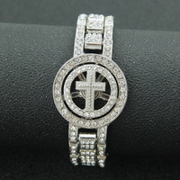 Bracelet tendance en alliage de zinc et cuivre, style hip-hop, avec strass incrustés, maillons rotatifs et pièce centrale pivotante