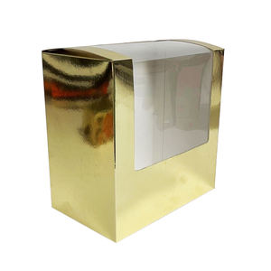 สินค้าใหม่ที่กําหนดเองสวยทองกระดาษแข็งหน้าต่างโปร่งใสหมวกกล่องเก็บหมวกสต็อกขายส่ง - Product Image 2