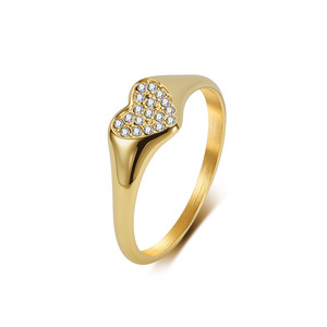 Anillo de titanio con diamantes en forma de corazón, joyería de moda única y transfronteriza para mujer, diseño simple en forma de corazón, c - Product Image 5