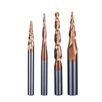 Fraise à bout sphérique conique en carbure de tungstène massif CNC, 3 flûtes, revêtement TiAIN, outils de coupe pour machine de découpe