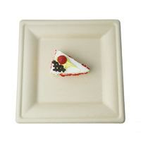 Plateau carré jetable de 8 pouces en pulpe de bagasse de canne à sucre compostable, biodégradable et écologique pour la restauration