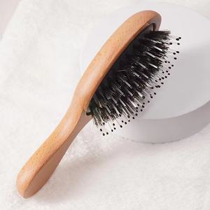 Brosse à cheveux de haute qualité avec poche de voyage, mini brosse à poils de sanglier, démêlage, massage, petite pagaie en bambou pour hommes, femmes et enfants - Product Image 4