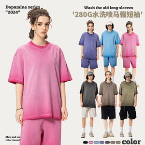 เสื้อยืดแขนสั้นวินเทจผู้ชาย น้ำหนัก 280 กรัม สไตล์สตรีทอินเทรนด์ย้อนยุค ผ้าฝ้าย 100% - Product Image 3