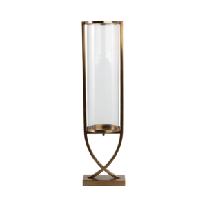 Contemporary Metal And <b>Glass</b> Hurricane Candle Holder Elegant Pillar <b>Candlestick</b> Table Centerpiece Decorative - Product Image 1