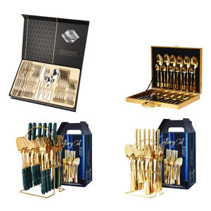 Haute qualité <span class=keywords><strong>en</strong></span> acier inoxydable couverts couteau fourchette cuillère 24 pièces ensemble cuisine argenterie couverts ensemble boîte-cadeau - Product Image 1