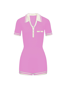 รอมเปอร์ถักคอโปโลผู้หญิงน่ารักมาใหม่ล่าสุดจั๊มสูทแบบลำลองระบายอากาศชุดหมีขาสั้นสำหรับใส่เล่นกอล์ฟ - Product Image 3