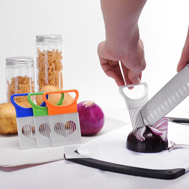 Multi functional 304 stainless steel Onion meat Slicer Holder vegetable chopper slicer potato cabbage Cutter Safe Fork