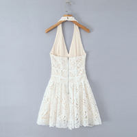 Robe d'été décontractée mini à bretelles, dos en dentelle florale blanche, pour femmes, anti-rides, anti-statique, respirante, service OEM