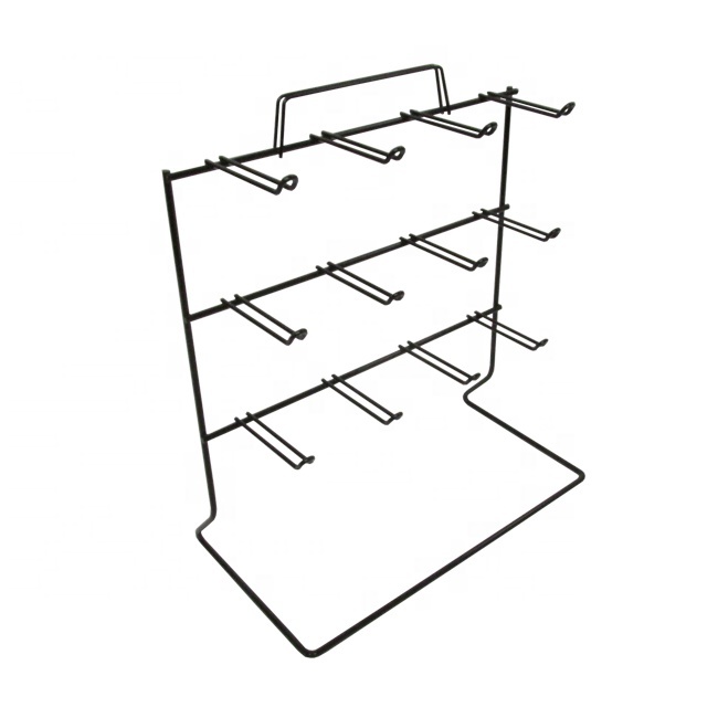 4-Peg Keychain Display Rack - 9.8" H Countertop Organizer For Small Items & Merchandise