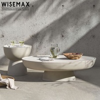 Mobilier WISEMAX : Table Basse Blanche Moderne pour Salon, Table Basse Ronde Nordique en Béton Style Industriel pour la Maison