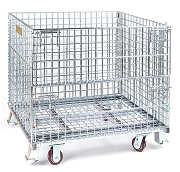 Équipement logistique roue en PU robuste avec roulettes stockage en métal treillis métallique conteneur palette méta cage à palettes