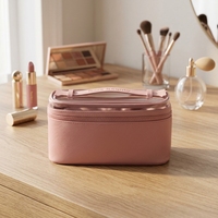 OEM Maßgefertigte Personalisierte Große Reise-Organizer-Tasche aus Veganem Leder mit Logo für Kosmetik, Hautpflege und Make-up für Frauen