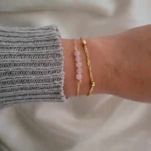 Dainty Rose Quartz Pierre Naturelle Perles <span class=keywords><strong>Bracelet</strong></span> Chaîne En Or Double Couche Guérison Cristal <span class=keywords><strong>Bracelet</strong></span> Pour Femmes Cadeaux - Product Image 3