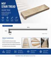 Marche d'escalier en MDF à design arrondi, noyau en HDF, antidérapante, pour intérieur, aspect bois, accessoires de revêtement de sol, personnalisable, écologique, durable, résistante à l'eau