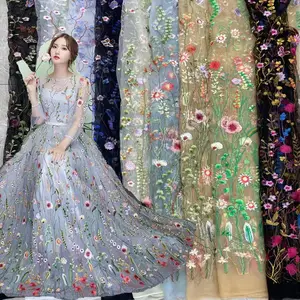 Vải Lưới Thêu Hoa Cây Thủy Sinh Nhiều Màu Rộng 140 Cm Vải Ren Tuyn 3 D Cho Đầm Trẻ Em Áo Váy Nữ