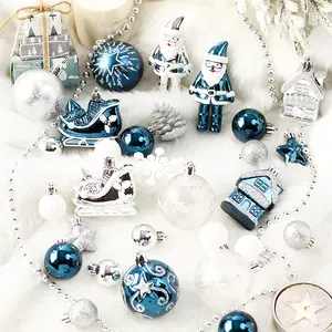 2023新着卸売クリスマスアクセサリー青いプラスチック装飾品木の装飾のためのカスタムクリスマスボール