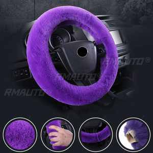 Housse de volant de voiture 37-38 cm, douce et floquée, pour volant de 15 pouces, idéale pour l'hiver, garde au chaud - Product Image 3