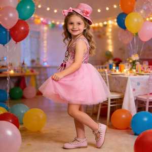 Vestido de Tutú Brillante <span class=keywords><strong>con</strong></span> Lentejuelas para Niñas, Diseño Moderno 2026, Vestido de Princesa Rosa para Fiesta <span class=keywords><strong>con</strong></span> Adorno de Plumas - Product Image 2