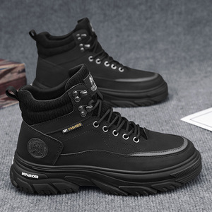 For Boots Men 2025 New Winter Men's Outdoor Sports Casual Versatile Height Increasing Lace-up Ankle <b>Bootie</b> Thick Rubber - Product Image 2