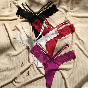 Ladymate ODM/OEM Tangas De Encaje Para Mujer <span class=keywords><strong>donna</strong></span> cuciture senza soluzione di continuità biancheria intima di seta di ghiaccio a vita bassa breve Lace T Back tanga - Product Image 4