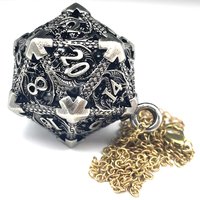Porte-clés en cuivre gravé D20 multicolore + mini dés polyédriques de collection Dragon de 6 mm pour jeux de rôle sur table DND RPG avec rangement