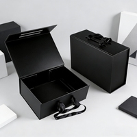 Boîte d'expédition magnétique noire de luxe avec impression personnalisée, pour vêtements et chaussures, en carton rigide, pour petites entreprises