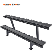 Support de rangement en gros pour équipement de fitness et musculation, 2 niveaux, pour 10 paires d'haltères rondes